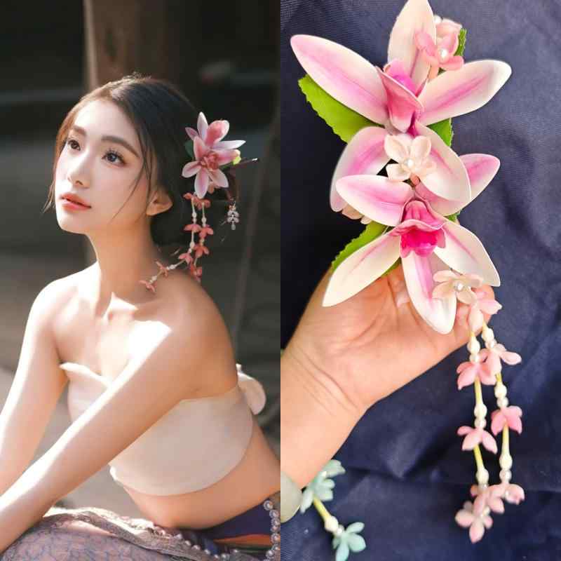 ヘアアクセサリー レディース 女性用 ダイ族 少数民族 民族風 タイ ハンドメイド かんざし ヘアスティ..