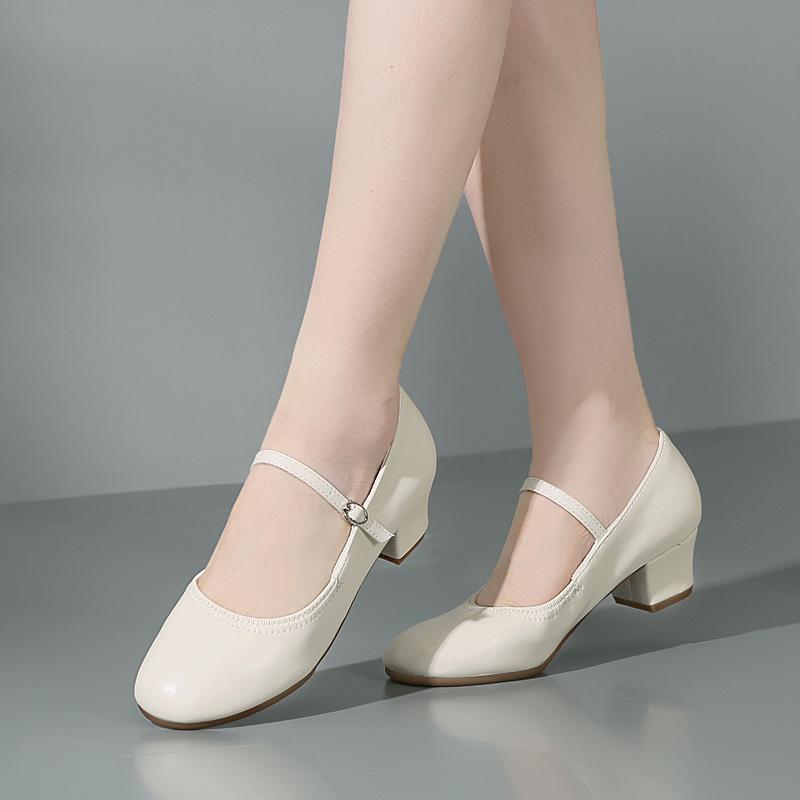 ダンスシューズ レディース 社交ダンス 広場ダンス レッスン ソフトソール ゴム底 滑りにくい ミドルヒ..