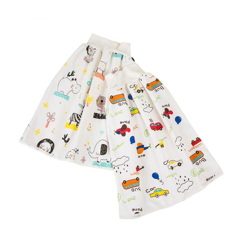 おねしょスカート トレーニングパンツ ベビー 子供 男の子 防水 漏れ防止 トイレトレーニング 綿 コットン 洗える 腹巻付き 就寝時 夜間対策 通気性 吸水性 アニマル柄 恐竜柄 車柄