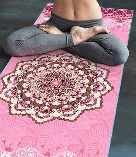 ヨガマットカバー ヨガラグ 吸汗速乾 滑り止め ノンスリップ 厚手 幅広 ワイド プリント 花柄 紫 フィ..