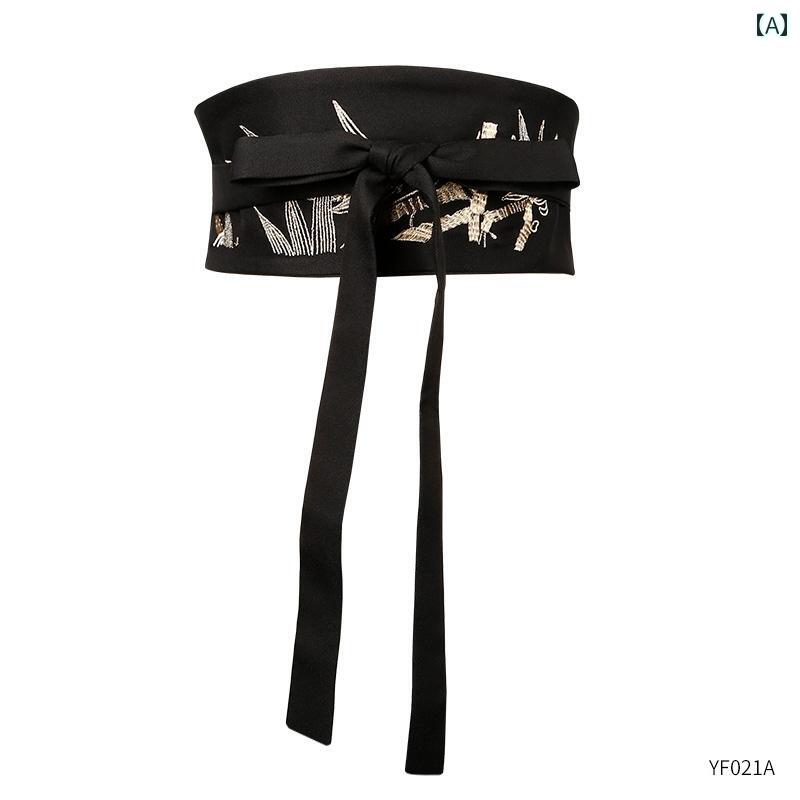 ウエストベルト レディース 女性用 刺繡 漢服 和服 古典衣装 コスプレ ネオチャイニーズ チャイナ風 スカート ワンピース ドレス 馬面裙 黒