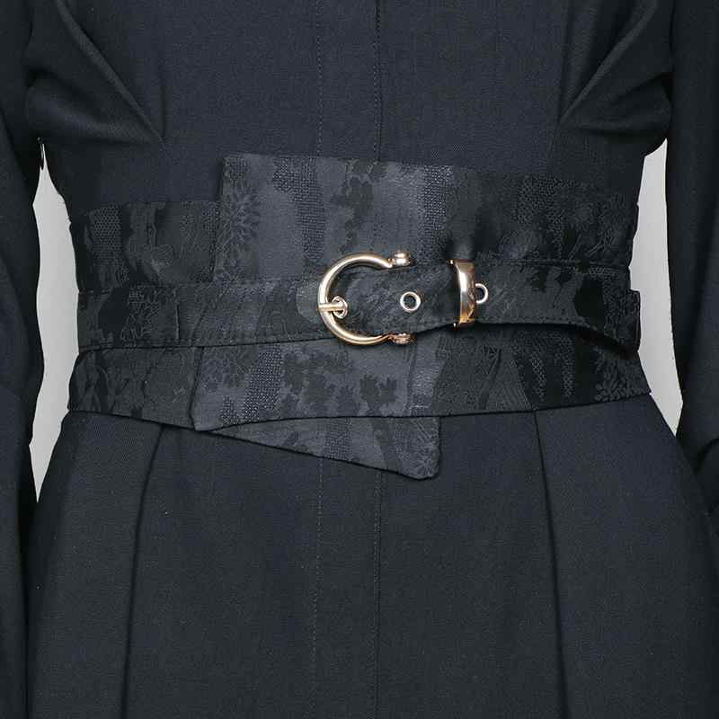 ベルト レディース ウエストベルト サッシュベルト ウエストマーク 幅広 ゴム 伸縮性 装飾 引き締め シェイプアップ 新チャイナ風 民族風 エスニック ワンピース ドレス 黒 ブラック