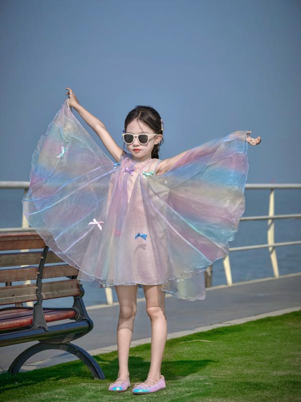 ワンピース 女の子 プリンセスドレス チュール グラデーション 夏 誕生日 発表会 パーティー フォーマ..