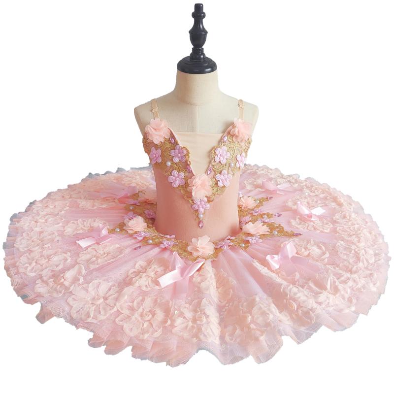 乐天商城 - チュチュドレス キッズ 女の子 プロ仕様 バレエ衣装 花の妖精 リボン ふわふわ チュール 眠れる森の美女 プリンセス 伸縮性 発表会 舞台 ダンス レッスン パフォーマンスウェア