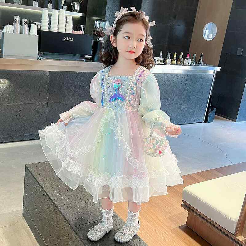 ・スタイル: プリンセス・流行要素: レインボー・素材: 綿45%、ポリエステル55%・スカートタイプ: プリンセスドレス・対象年齢: 2歳、3歳、4歳、5歳、6歳、7歳、8歳、9歳、10歳・: ロリータ・柄: 配色・対象性別: 女の子・参...