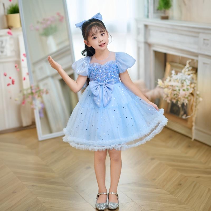 Rakuten - ドレス 女の子 子供 発表会 ダンス衣装 プリンセスドレス かわいい ボリューム チュチュ スパンコール チュールスカート 再生繊維 ふんわり 華やか キュート 舞台 イベント