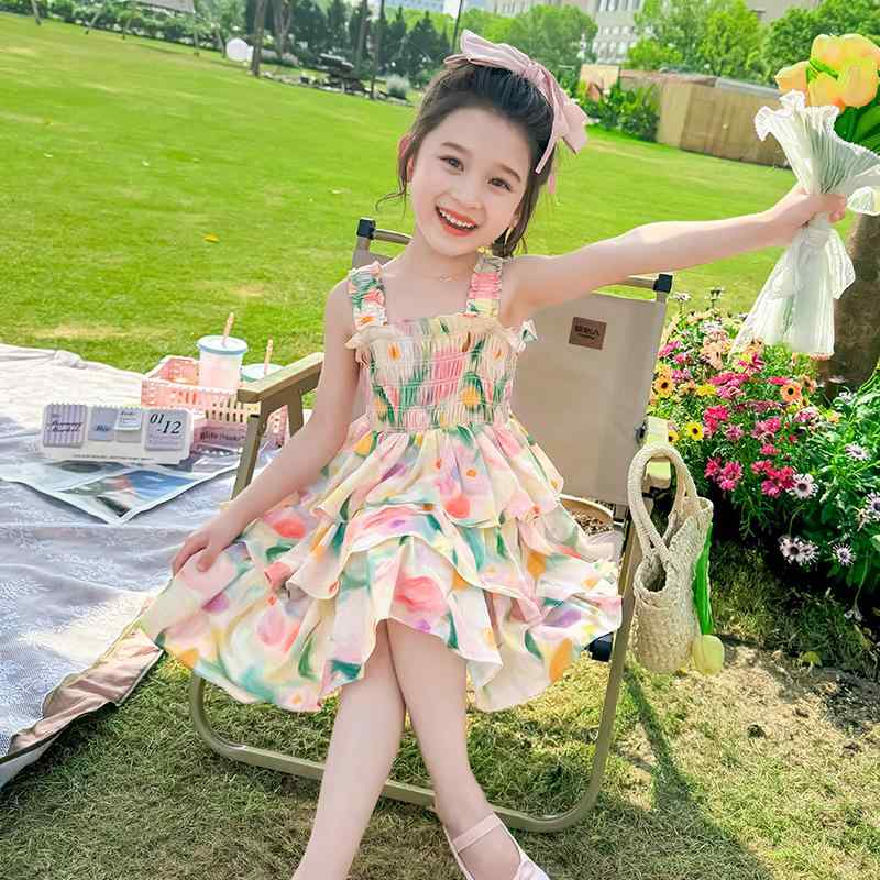 ワンピース 女の子 キッズ キャミソール 花柄 プリンセスドレス 薄手 軽量 上品 かわいい お出かけ 普..