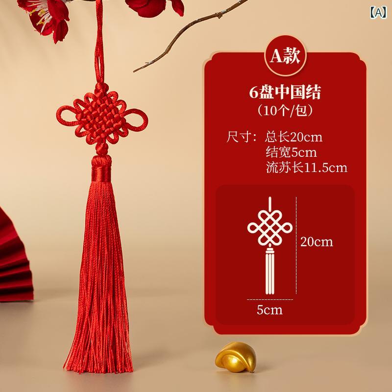 中国結 飾り ハンドメイド ミニ 同心結び 平安結び 縁結び 開運招福 赤 タッセル 吊り下げ 平安玉 運気..