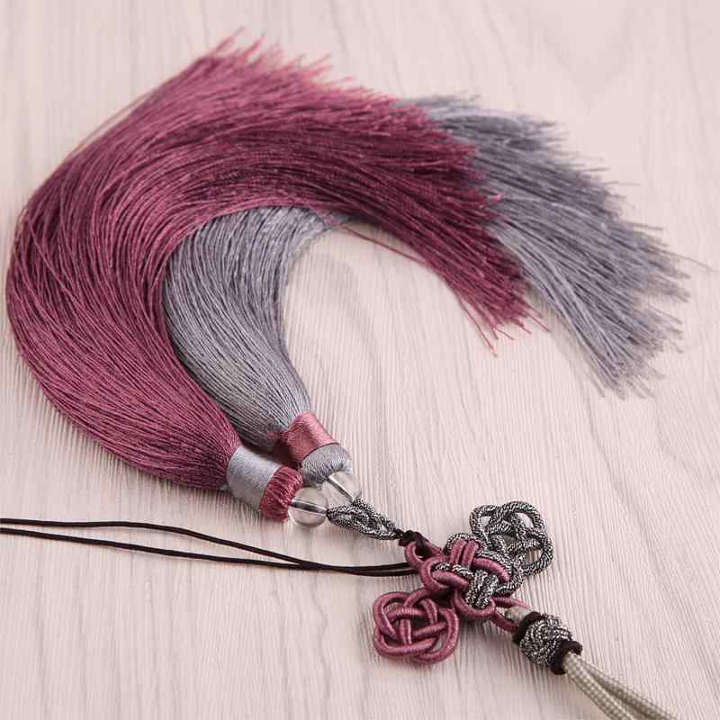 チャーム 中国結び 光沢 接触冷感 ツートンカラー ダブルタッセル 車内装飾 楽器アクセサリー ペンダン..