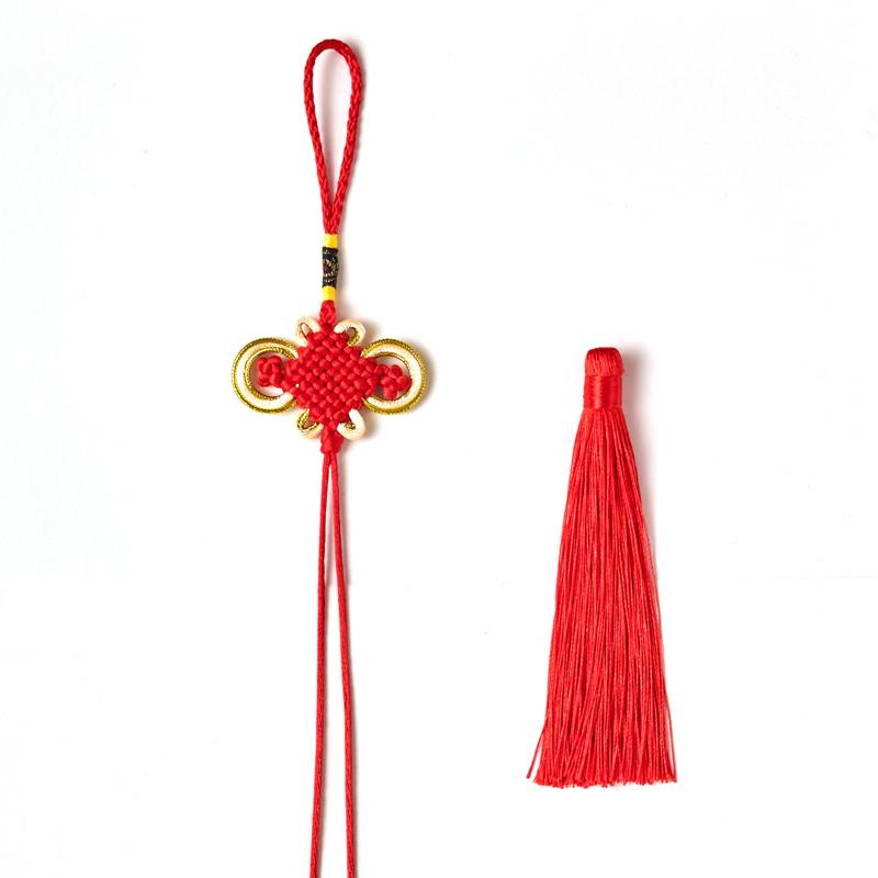 中国結び 小型 ミニ 富貴結び 金縁 8連 飾り オーナメント チャーム タッセル 編み紐 DIY ハンドメイド 手芸 クラフト パーツ 材料 伝統工芸 アジアン雑貨