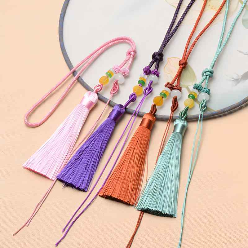 タッセル DIY ハンドメイド 接触冷感 フリンジ 中国結び ストラップ チャーム 自動車 扇子 チャイナド..