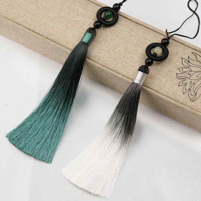 チャーム 中国結び タッセル 房飾り グラデーション 和風 レトロ 笛飾り 扇子飾り 漢服襟飾り 開運 縁..