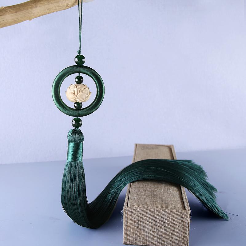 チャーム 中国結び タッセル 房飾り 柘植 木彫り 開運 運気上昇 蓮の花 ペンダント 漢服 帯飾り 腰飾り..