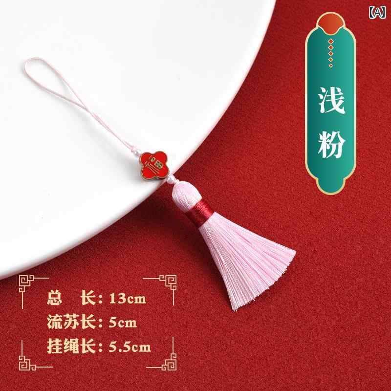 チャーム 金属製 ミニ 福文字 巾着型 ショート丈 タッセル 漢服 胸飾り ペンダント バッグチャーム 和..