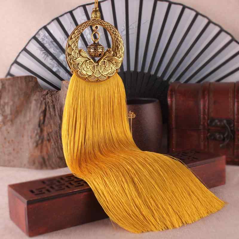 チャーム 手作り 中国結び タッセル フリンジ 再生繊維 アンティークゴールド レトロ風 装飾ペンダント..