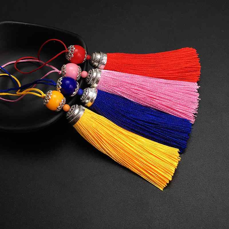 チャーム 中国結び タッセル 房飾り 中華風 アンティーク風 扇子 スマホ 鞄 服飾小物 DIY 手芸 パーツ ポリエステル