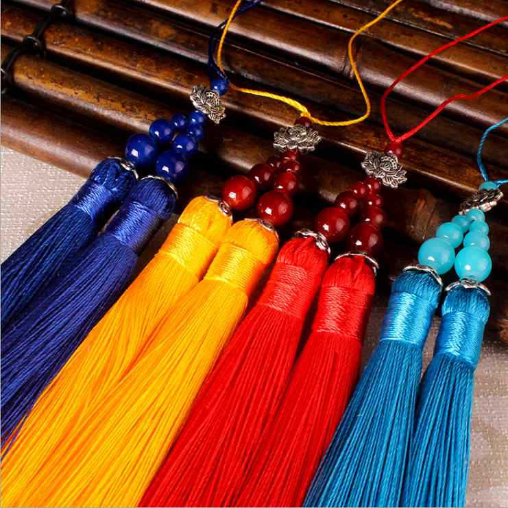 アクセサリー 中国風 古風 フリンジ タッセル 房飾り 扇子飾り 吊り下げ チャーム ペンダント DIY 材料 赤 薔薇 ピンク 金 青 水 紫 茶