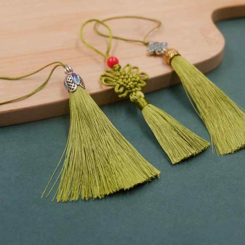 中国結 ミリタリーグリーン 流蘇 タッセル 吊り飾り チャーム ペンダント ストラップ DIY 材料 ハンド..
