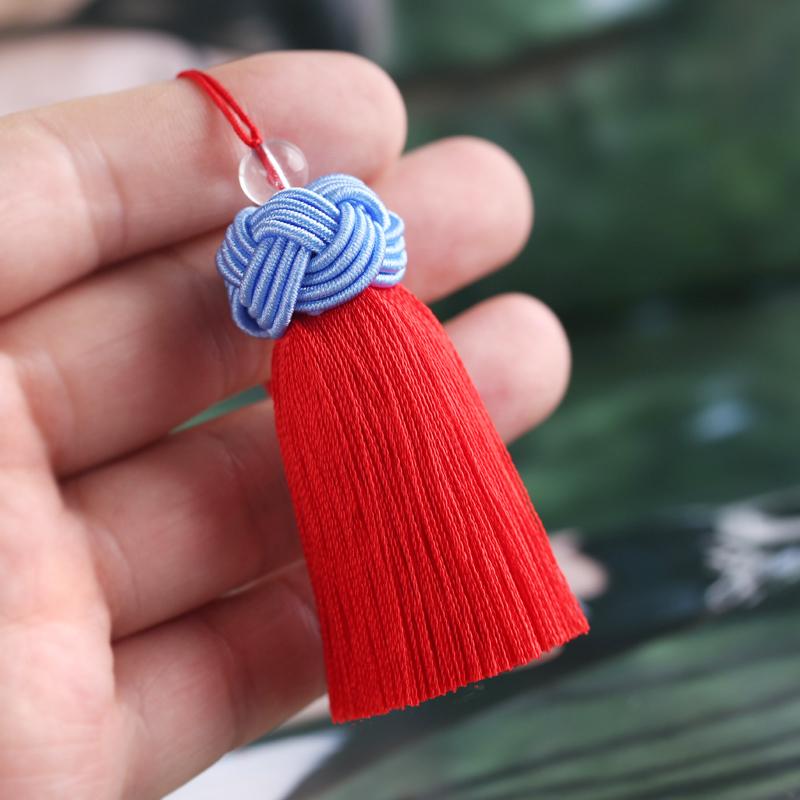 中国結び 5cm ショート 太め 再生繊維 タッセル 古風 マルチカラー ブレスレット チャーム ペンダント ..