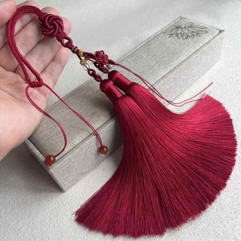 カーアクセサリー ハンドメイド 手編み マンダラ結び 中国結び ダブルフリンジ タッセル 調整可能 車内飾り 車用チャーム ルームミラー インテリア雑貨 おしゃれ アジアン エスニック