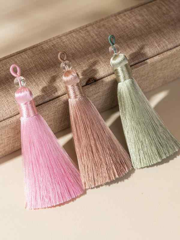 チャーム 手作り DIY 8cm 引き輪 ふっくら ショート タッセル 房飾り 中国結び 再生繊維 ブレスレット ..