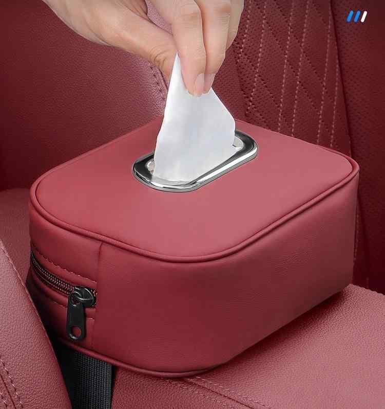 ティッシュケース 車載 車用 アームレスト 吊り下げ式 小物入れ コンソールボックス マイクロファイバ..