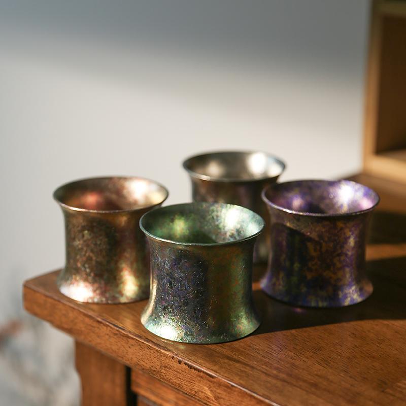 茶道具 蓋置 おしゃれ 純チタン スタンド ホルダー 中国 茶器 卓上 置物 飾り オブジェ 小さめ 軽量 コ..