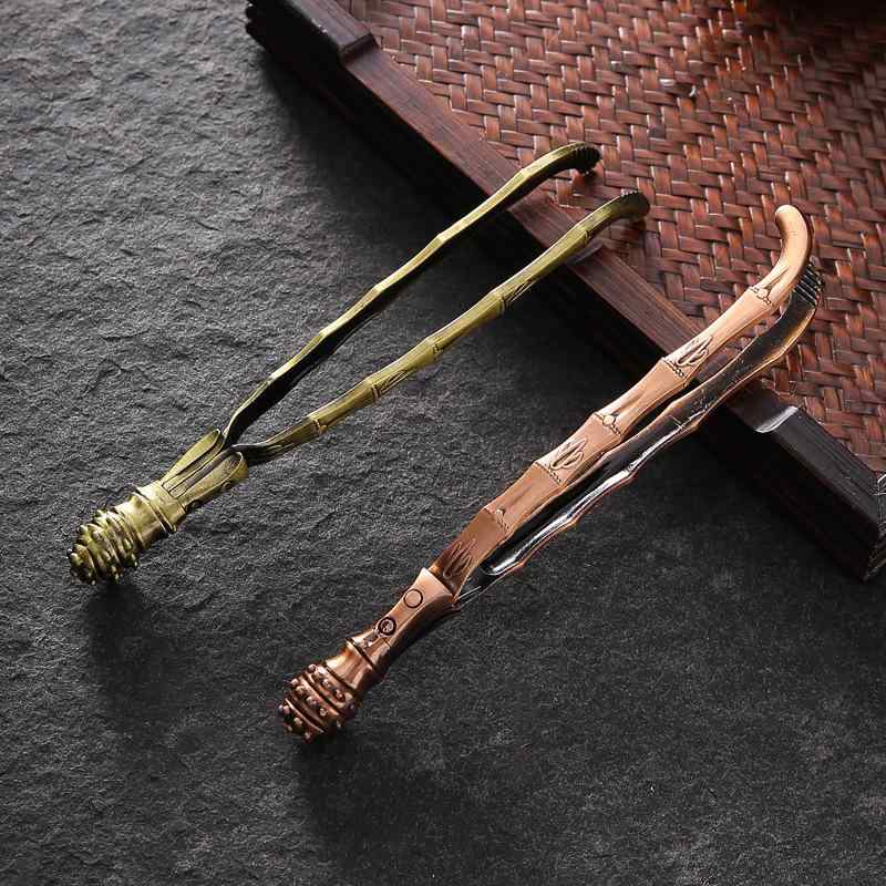茶挟み 青銅 合金 竹節 模様 トング ピンセット 道具 カップ 洗浄 清潔 和モダン レトロ アジアン おしゃれ 金属 シンプル ユニーク 急須 ふた