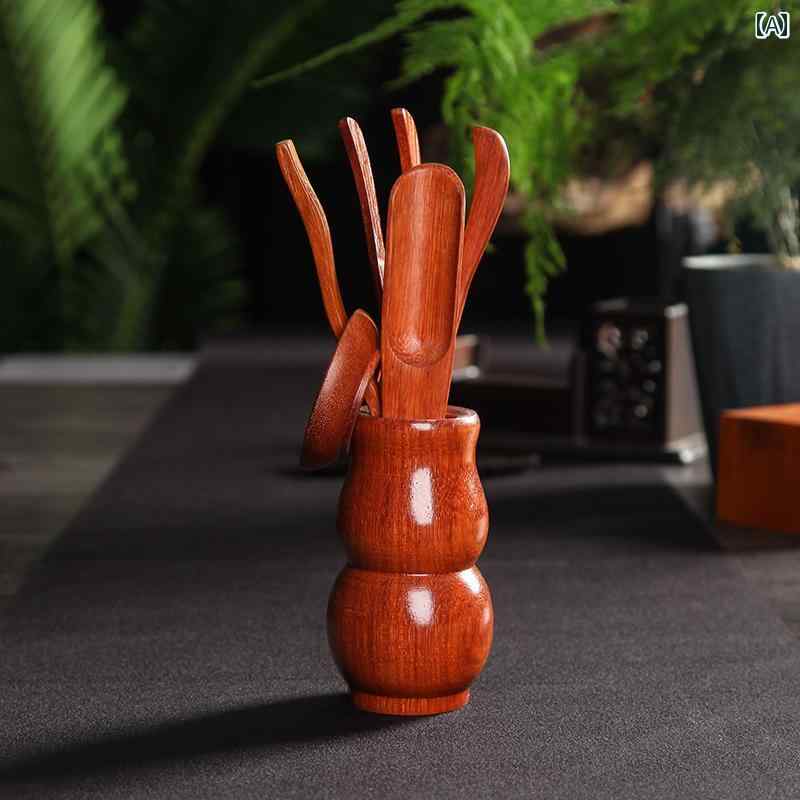 茶挟 道具 セット 竹製 無垢材 黒檀 中国 茶道 アクセサリー 和モダン レトロ クラシック 上品 さじ スプーン おしゃれ スタンド ホルダー 収納 シンプル コースター 花柄 カタツムリ