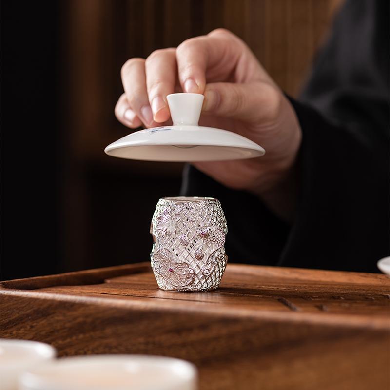 茶道具 蓋置 銅 メッキ シルバー レスト 急須 ティー ポット ホルダー スタンド 禅 飾り オブジェ 中国..