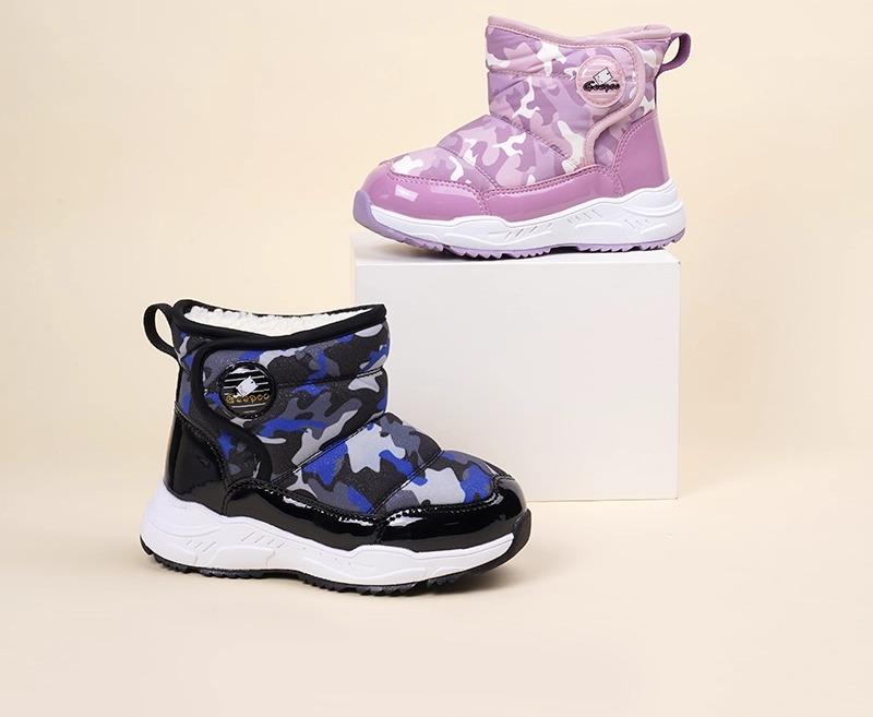 スノーブーツ キッズ 女の子 綿 裏ボア 滑り止め フェイクレザー 面ファスナー ラウンドトゥ カジュア..