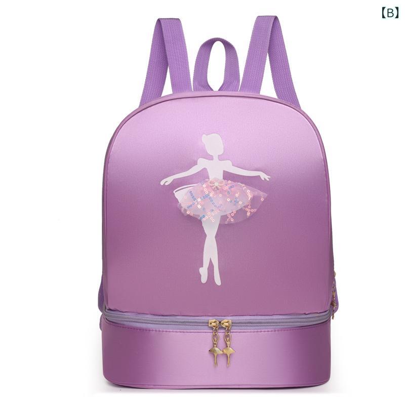 ダンス バッグ リュックサック キッズ 女の子 バレエ 習い事 レッスン 発表会 バックパック 独立シューズポケット ローズ ピンク 紫 おしゃれ 大容量 軽量