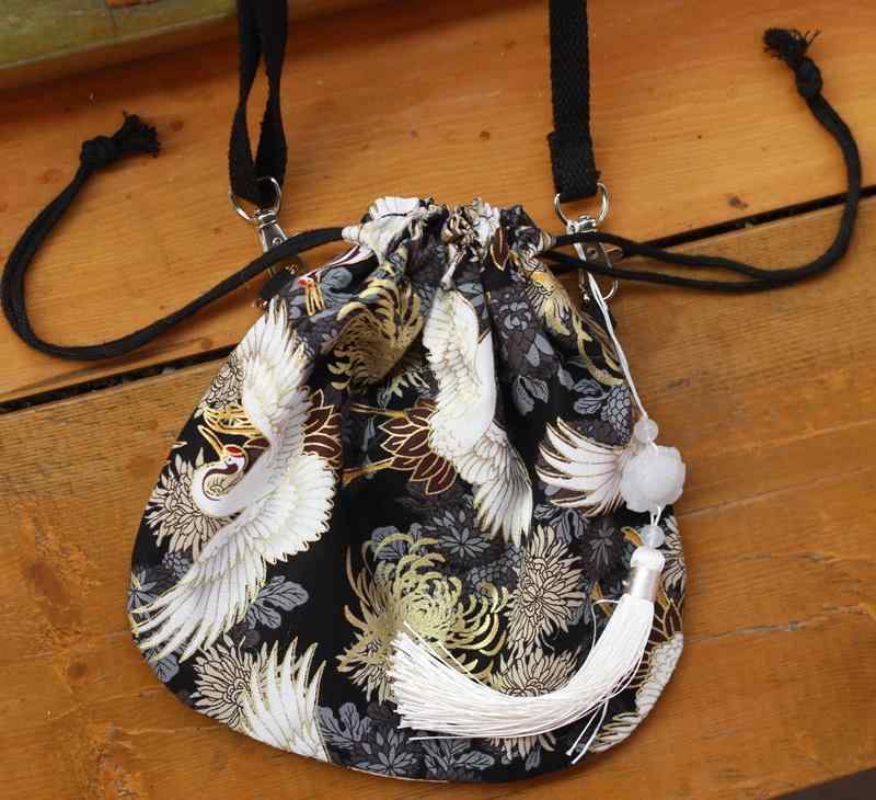 バッグ メンズ レディース ユニセックス 和風 中華風 レトロ 漢服 鶴柄 錦鯉柄 ショルダーバッグ 斜め..