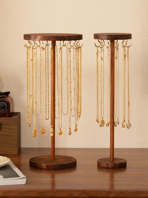 アクセサリースタンド ネックレス ブレスレット 木製 無垢材 フック付き おしゃれ ディスプレイ 陳列 ..
