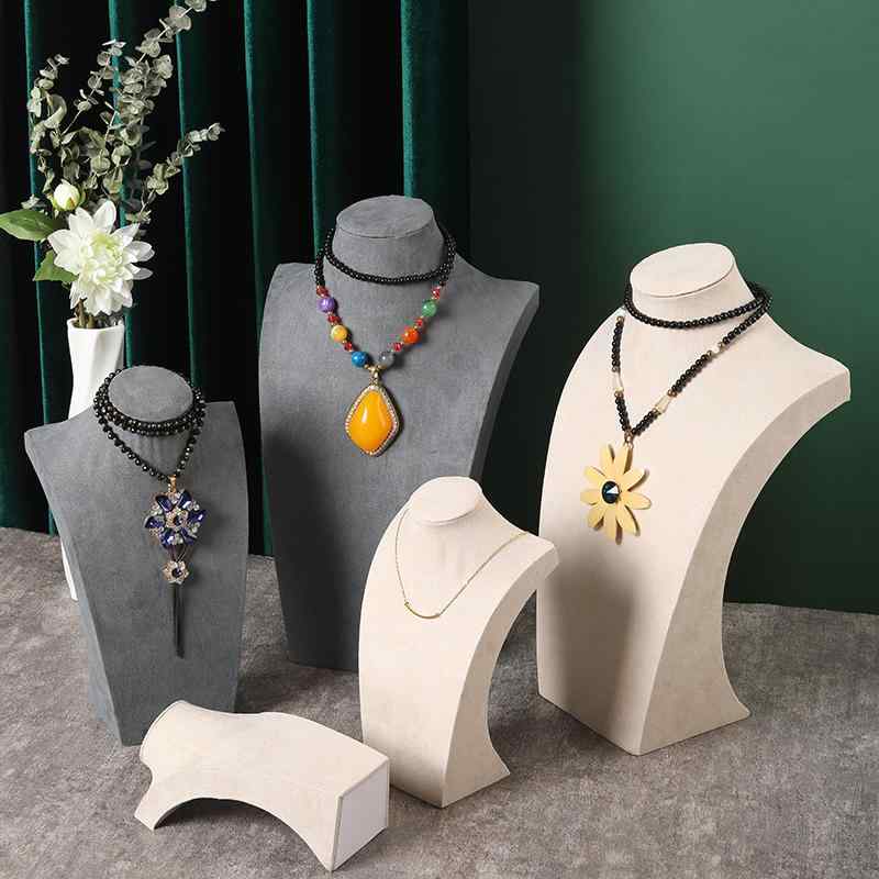 ディスプレイラック H型トルソー マネキン スエード調 アクセサリー収納 ネックレス 首飾り 小物 展示..