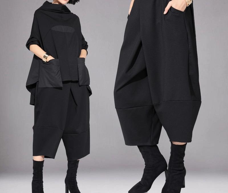 パンツ レディース 女性用 春夏 ワイド ガウチョ バルーン テーパード ハーレム サルエル クロップド 七分丈 ウエストゴム イージーウエスト 着痩せ 細見え ゆったりサイズ 大きいサイズ カジュアル リラックス トレンド おしゃれ ポリエステル 綿