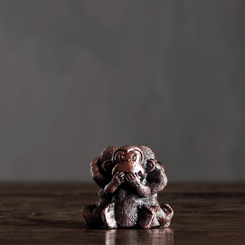 茶道具 三不猿 銅製 蓋置 鉄瓶 蓋受け 蓋スタンド 和風 茶寵 置物 オブジェ 茶道 茶席 インテリア ディ..