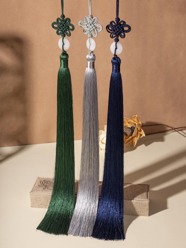オーナメント 中国結び 平安飾り 大型タッセル 房飾り 長め 太め 古風 和風 アジアンテイスト 縁起物 開運 お守り 吊り下げ インテリア