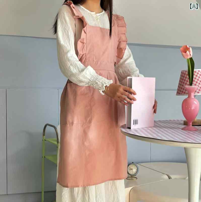 エプロン ナイロン 防水 撥水 速乾 防汚 フリル袖 キッチン 料理 ベーキング フラワーアレンジメント ..