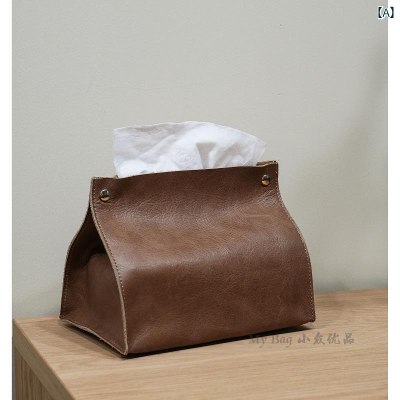 ティッシュケース オイルワックス牛革 本革製 シンプル ハンドメイド レトロ風 耐久性 家庭用 車載用 ..