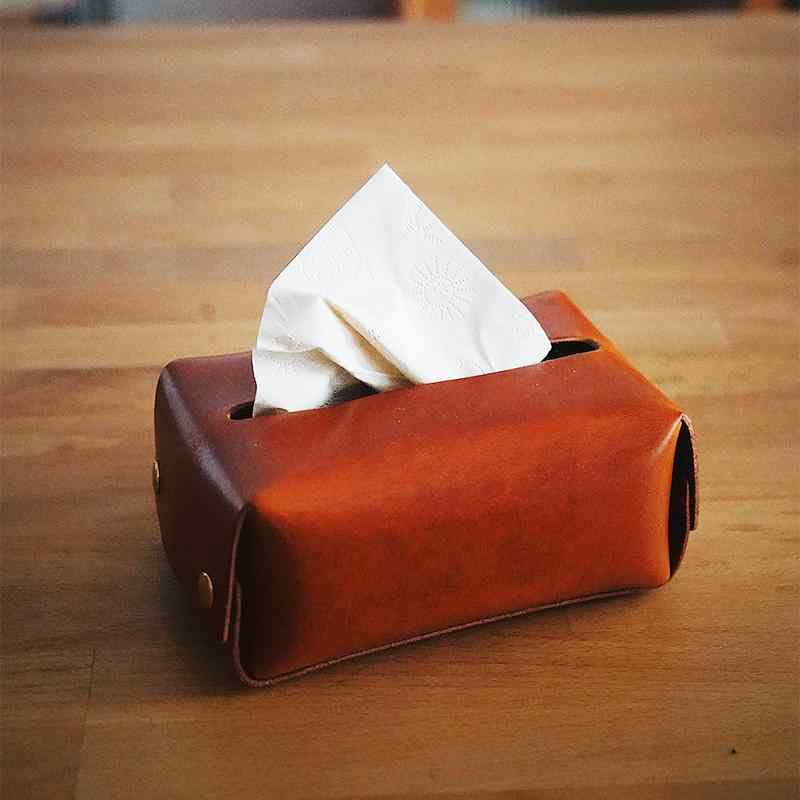 ティッシュケース ボックス カバー レトロ ハンドメイド 本革 レザー 革 イタリア製 植物タンニンなめ..