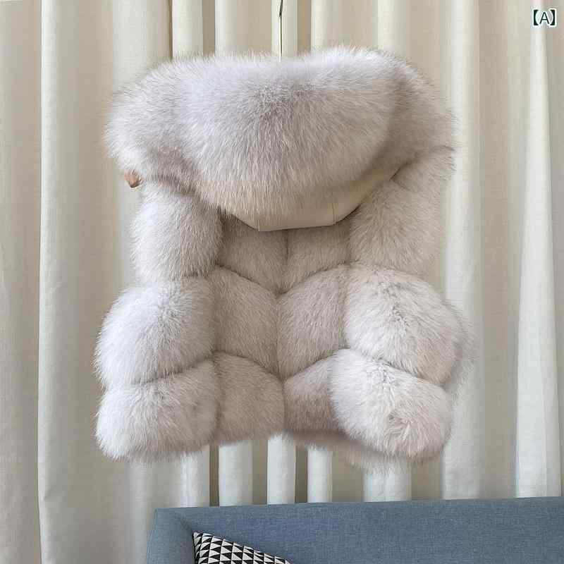 ベスト ジレ レディース ハイウエスト リアルフォックスファー ショート丈 フード付き 小柄サイズ 親子 秋冬 通勤 カジュアル 2