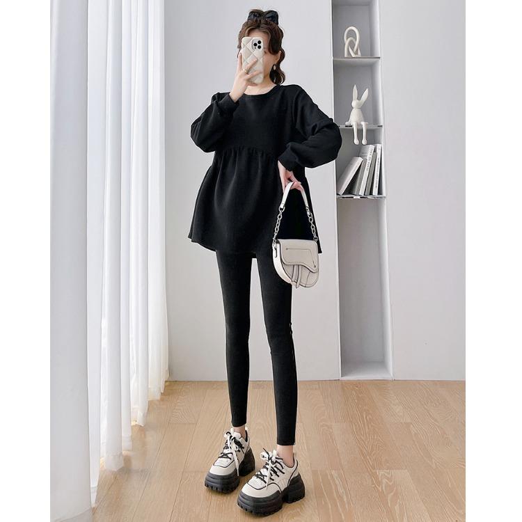 マタニティ レディース 春秋 長袖 ゆったり 体型カバー スウェット チュニック トップス ラウンドネッ..