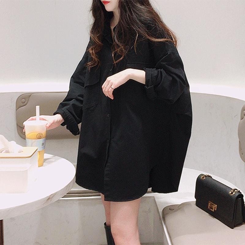 シャツ マタニティ 妊婦 ブラウス 春秋 長袖 韓国 ゆったり オーバーサイズ 体型カバー お腹カバー お..