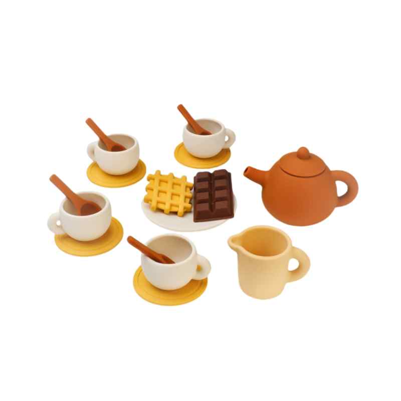 おもちゃ キッズ 男の子 女の子 子供用 食品グレード シリコン製 ティーセット 本格 おままごと 知育玩具 アフタヌーンティー ごっこ遊び 早期教育 衛生的 耐久性