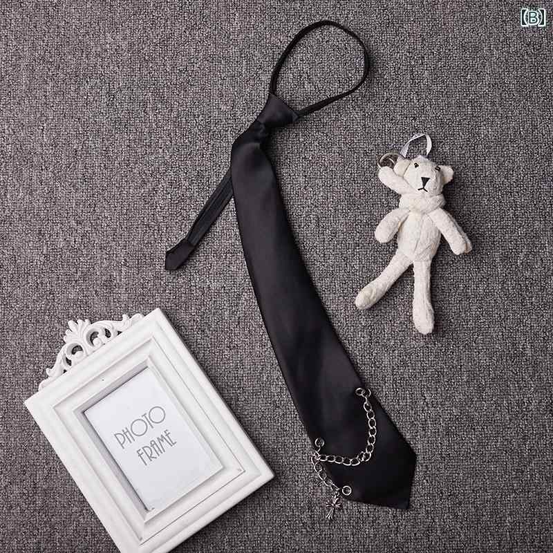 ネクタイ メンズ レディース レトロ ストリート 原宿系 JK風 チェック柄 韓国 ビジネス オフィス カジュアル 普段使い 剣先型 レギュラー幅 黒