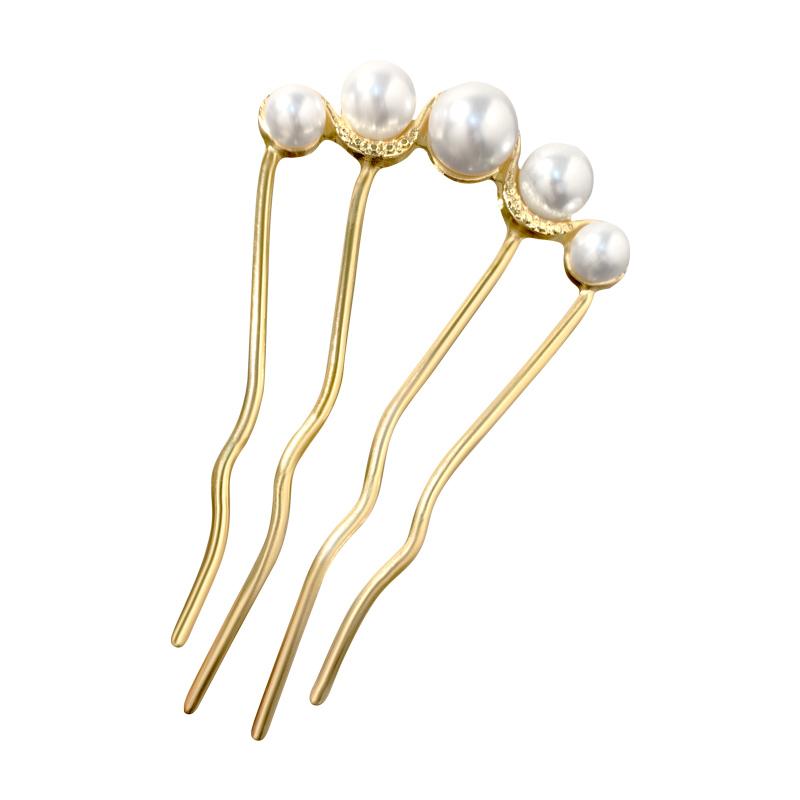 ヘアコーム かんざし おしゃれ アクセサリー レディース U字 挿し櫛 三つ又 まとめ髪 アレンジ 合金製 ..