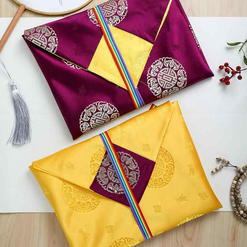 経本入れ 収納 チベット様式 大判 70cm角 金 紫 経典 仏具 法具 経布 保護 持ち運び 正方形 クロス 上..