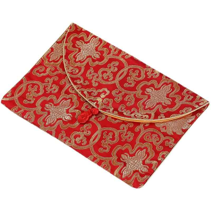 経本入れ チベット仏教風 織錦緞 お経袋 写経 法具収納 ケース バッグ 厚手 肉厚 上品 携帯 保管 赤 青..