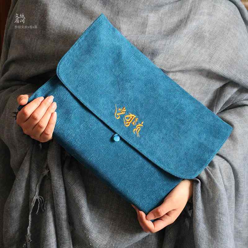 経本入れ バッグ A4対応 大容量 コーデュロイ 布製 経典 法具 収納 写経 チャイナ風 レトロ 鞄 仏教行..